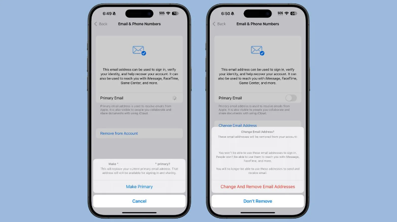 新丰苹果手机维修分享苹果 iOS 18.1 支持设置“主要”邮箱地址并更改 iCloud 邮箱 